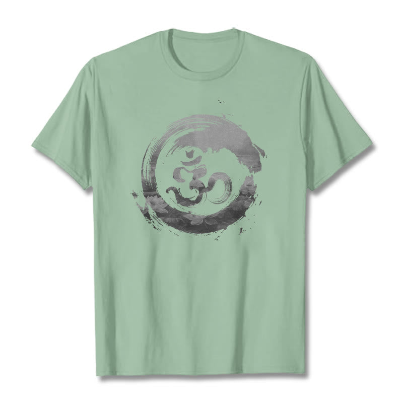 Camiseta de algodón con diseño de loto y Buddha Stones - Verde pálido - 2XL - image 18