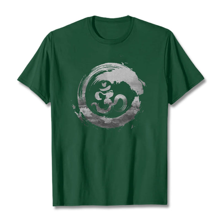 Camiseta de algodón con diseño de loto y Buddha Stones - Verde bosque - 2XL - image 9