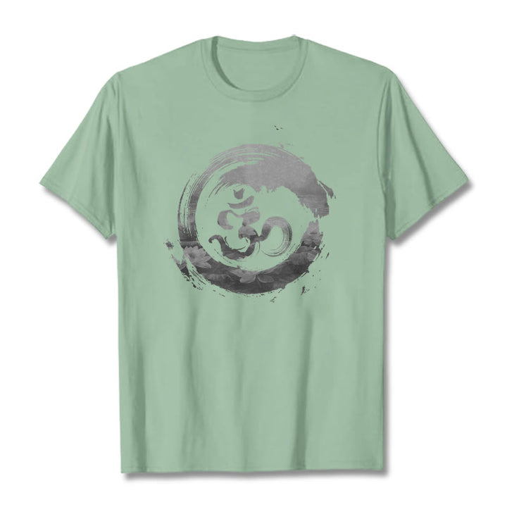 Camiseta de algodón con diseño de loto y Buddha Stones - Verde pálido - 2XL - image 17