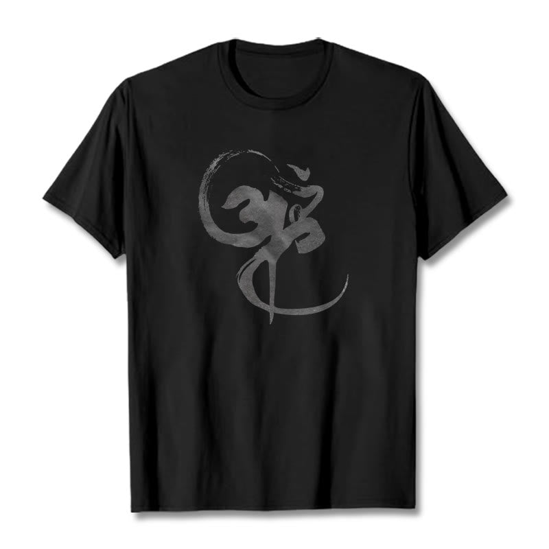 Camiseta de algodón con diseño Om y Buddha Stones - Negro - 2XL - image 1