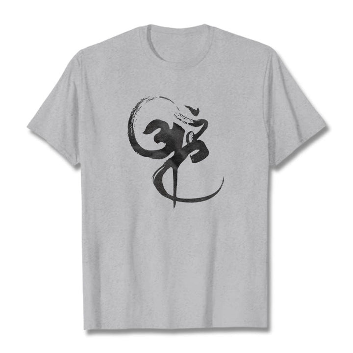 Camiseta de algodón con diseño Om y Buddha Stones - Gris claro - 2XL - image 20