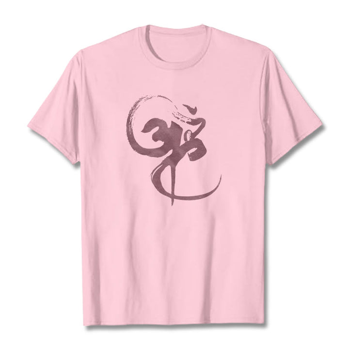 Camiseta de algodón con diseño Om y Buddha Stones - Rosa claro - 2XL - image 16
