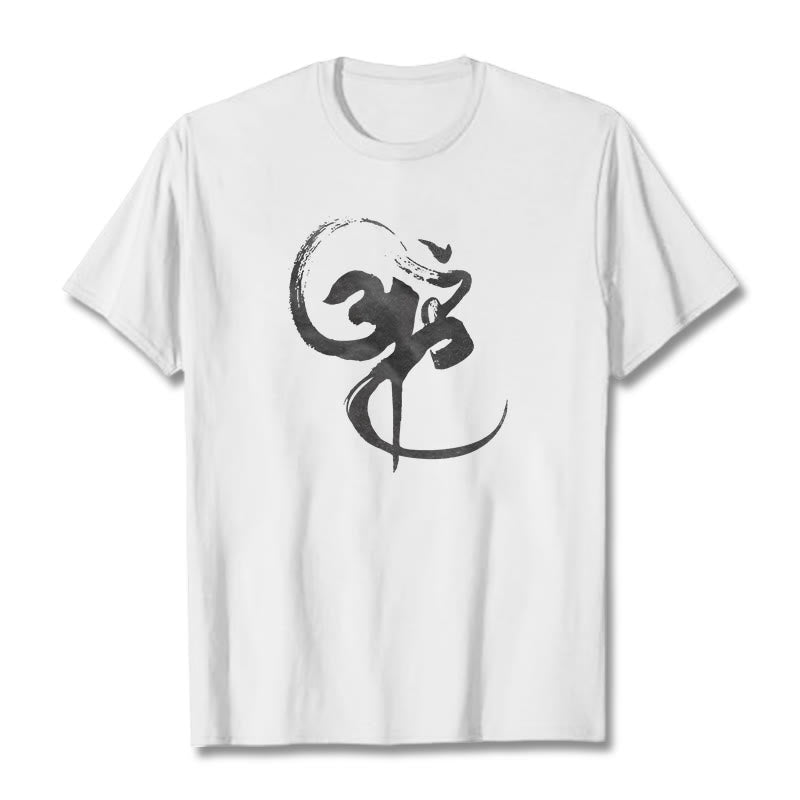 Camiseta de algodón con diseño Om y Buddha Stones - Blanco - 2XL - image 6
