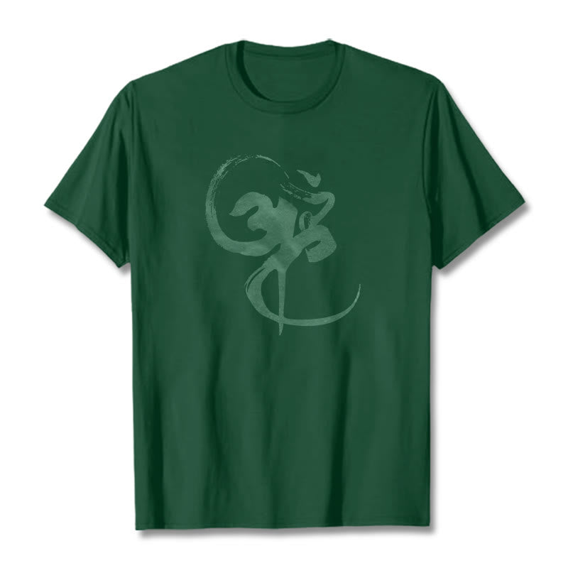 Camiseta de algodón con diseño Om y Buddha Stones - Verde bosque - 2XL - image 8