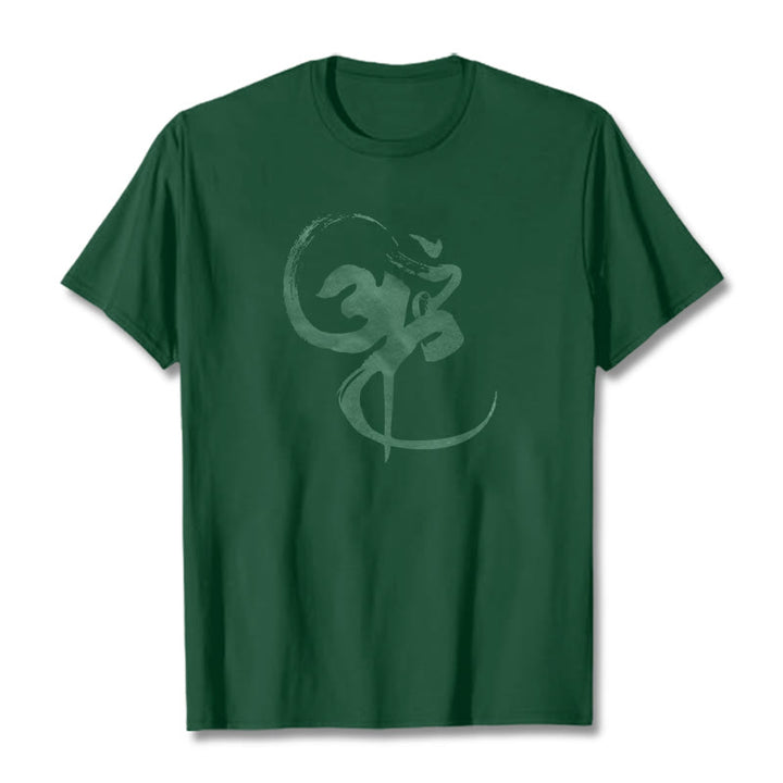 Camiseta de algodón con diseño Om y Buddha Stones - Verde bosque - 2XL - image 9
