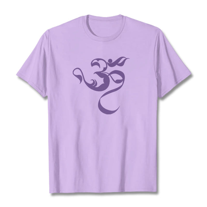 Camiseta de algodón con diseño de figura Om y Buddha Stones - Ciruela - 2XL - image 13
