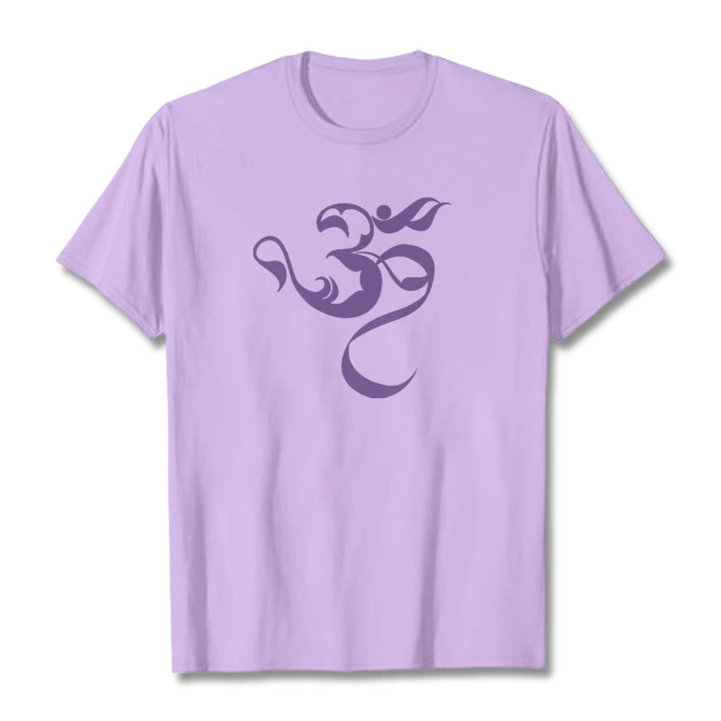 Camiseta de algodón con diseño de figura Om y Buddha Stones - Ciruela - 2XL - image 14