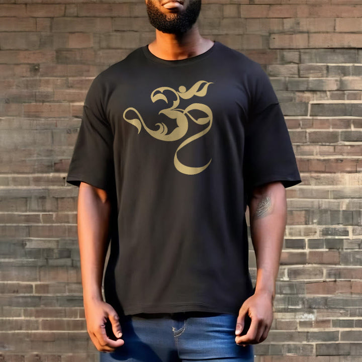 Camiseta de algodón con diseño de figura Om y Buddha Stones - image 3