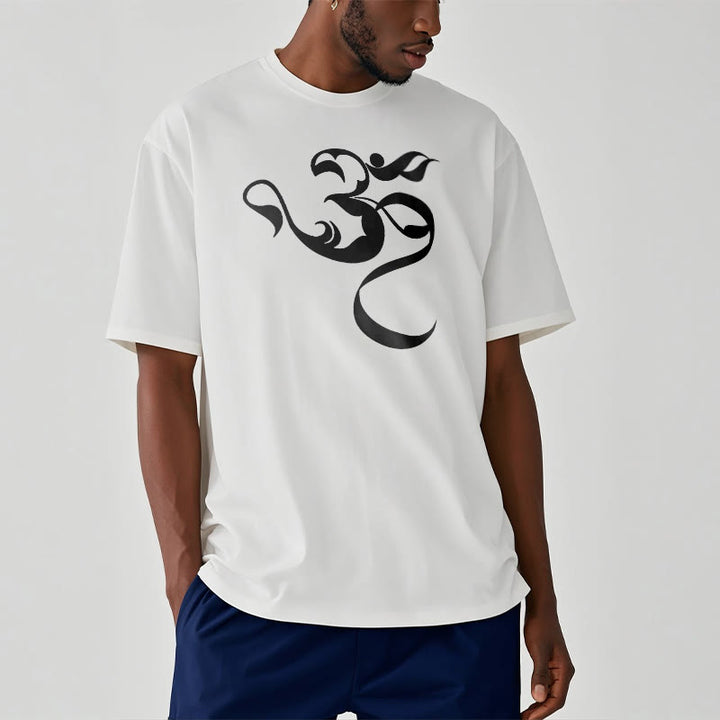 Camiseta de algodón con diseño de figura Om y Buddha Stones - image 8