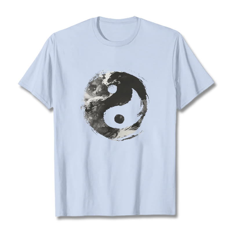 Camiseta de algodón con diseño de Yin Yang y Buddha Stones - Cian claro - 2XL - image 12