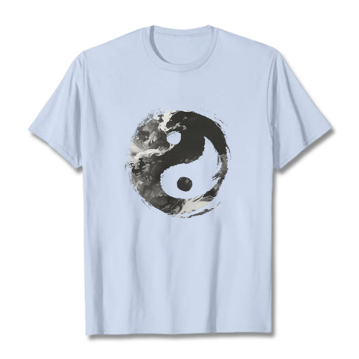 Camiseta de algodón con diseño de Yin Yang y Buddha Stones - Cian claro - 2XL - image 12