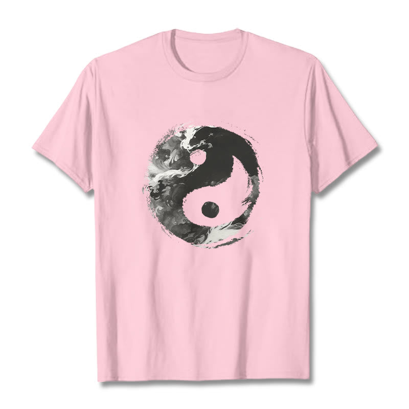 Camiseta de algodón con diseño de Yin Yang y Buddha Stones - Rosa claro - 2XL - image 19