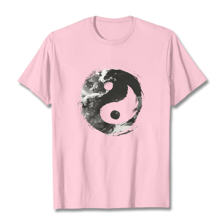 Camiseta de algodón con diseño de Yin Yang y Buddha Stones - Rosa claro - 2XL - image 19