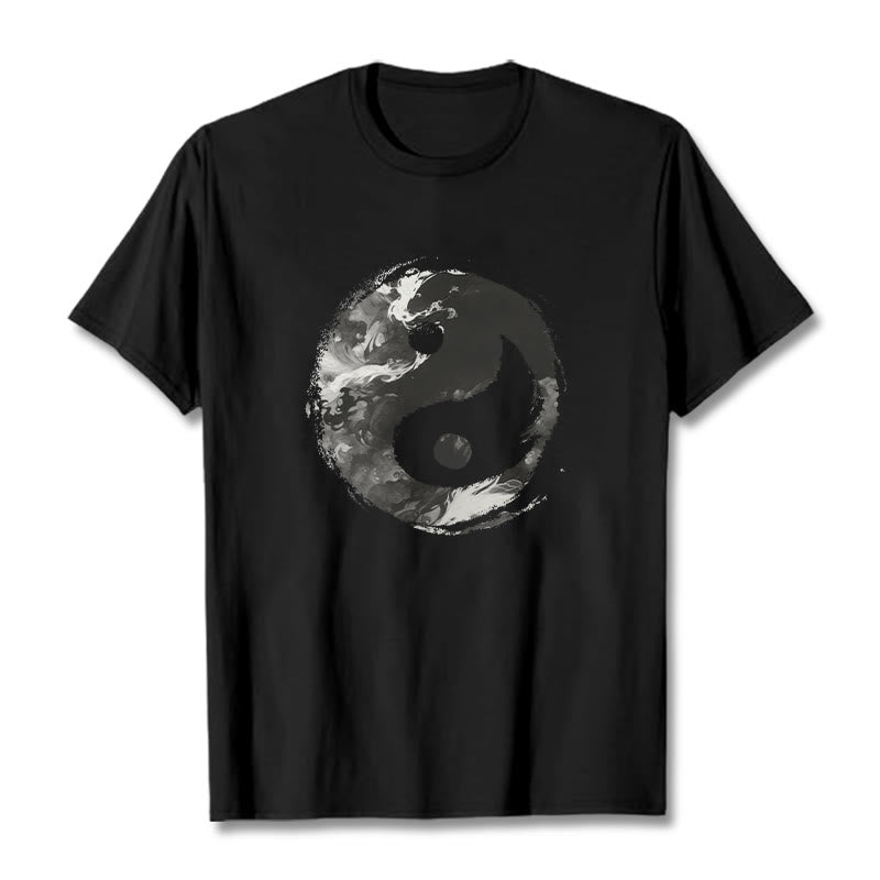 Camiseta de algodón con diseño de Yin Yang y Buddha Stones - Negro - 2XL - image 5