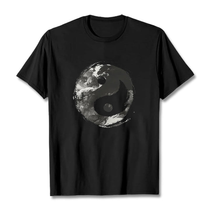 Camiseta de algodón con diseño de Yin Yang y Buddha Stones - Negro - 2XL - image 5