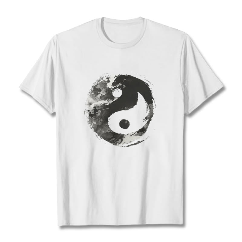 Camiseta de algodón con diseño de Yin Yang y Buddha Stones - Blanco - 2XL - image 1