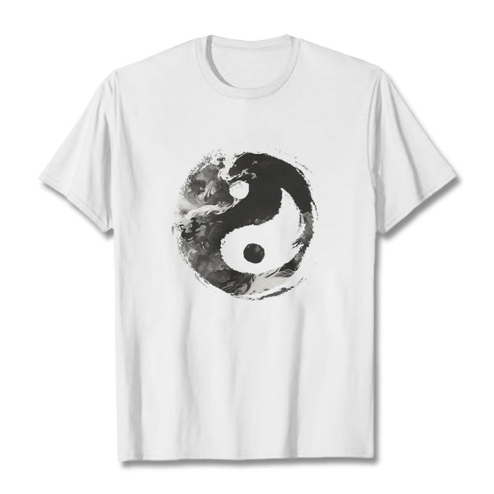 Camiseta de algodón con diseño de Yin Yang y Buddha Stones - Blanco - 2XL - image 1