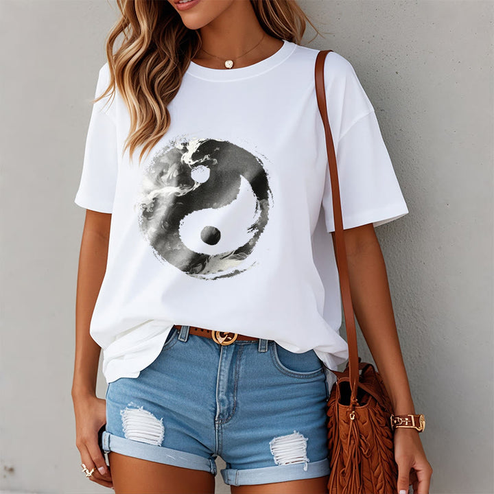 Camiseta de algodón con diseño de Yin Yang y Buddha Stones - image 2