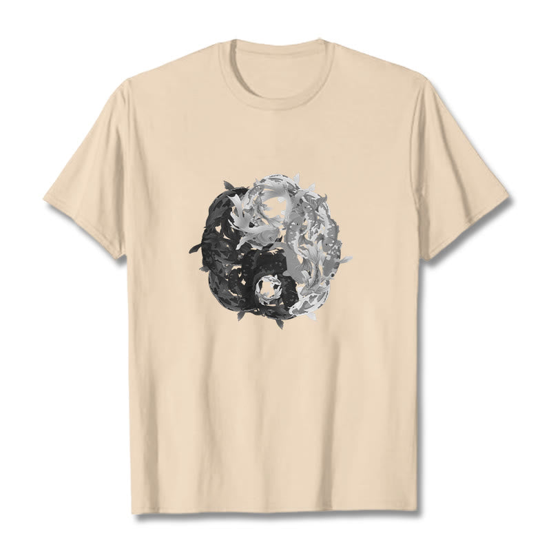 Camiseta de algodón con combinación de peces koi, yin yang y Buddha Stones - Sopa de mariscos - 2XL - image 12