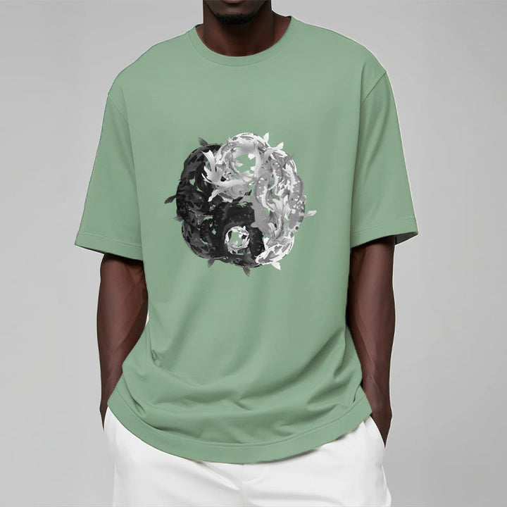 Camiseta de algodón con combinación de peces koi, yin yang y Buddha Stones - image 15