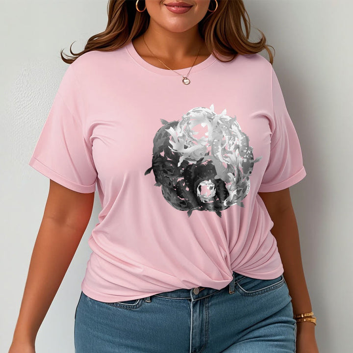 Camiseta de algodón con combinación de peces koi, yin yang y Buddha Stones - image 19