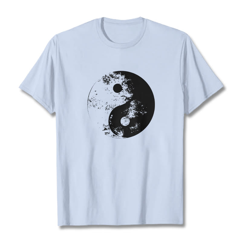 Camiseta de algodón con estampado de tai chi y yang y Buddha Stones - Cian claro - 2XL - image 12