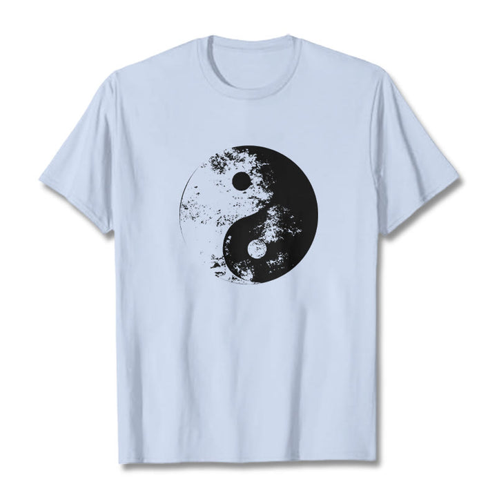 Camiseta de algodón con estampado de tai chi y yang y Buddha Stones - Cian claro - 2XL - image 12