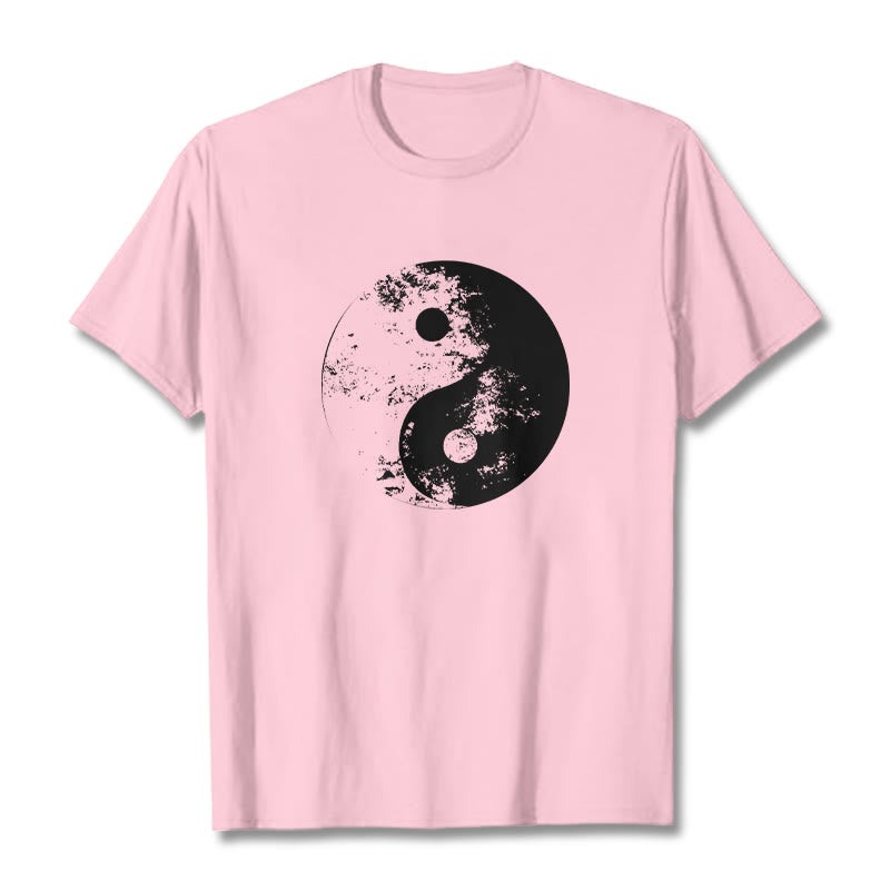 Camiseta de algodón con estampado de tai chi y yang y Buddha Stones - Rosa claro - 2XL - image 19