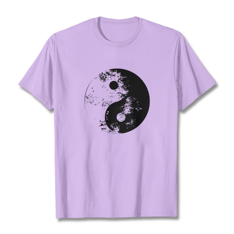 Camiseta de algodón con estampado de tai chi y yang y Buddha Stones - Ciruela - 2XL - image 16