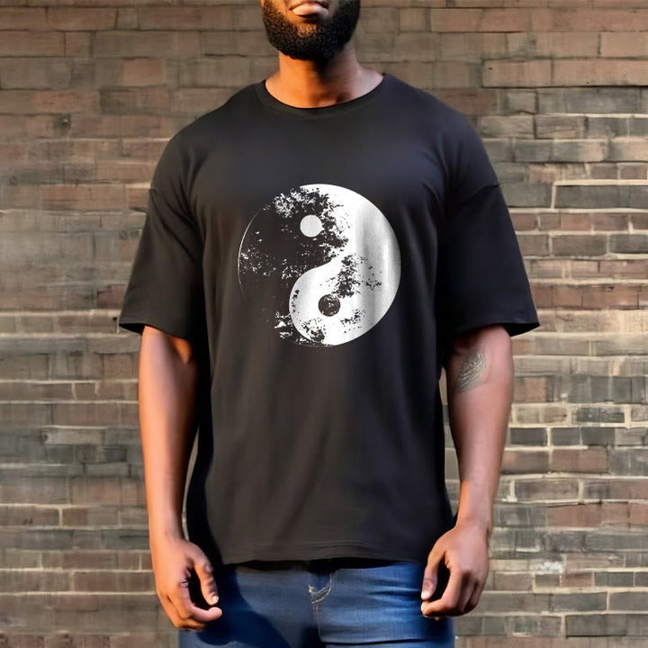 Camiseta de algodón con estampado de tai chi y yang y Buddha Stones - image 7