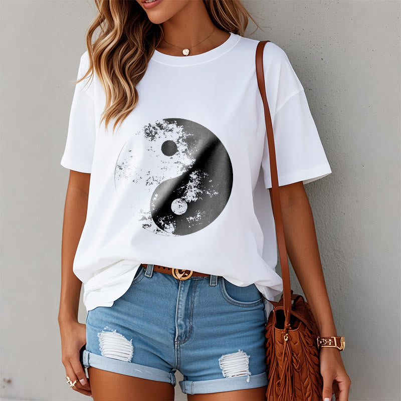 Camiseta de algodón con estampado de tai chi y yang y Buddha Stones - image 1