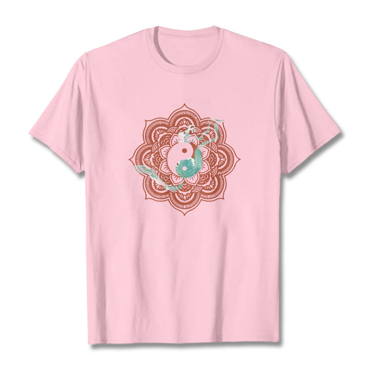 Camiseta de algodón con diseño de mandala y yang y Buddha Stones - Rosa claro - 2XL - image 16