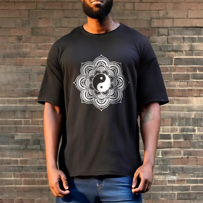Camiseta de algodón con diseño de mandala y yang y Buddha Stones - image 7
