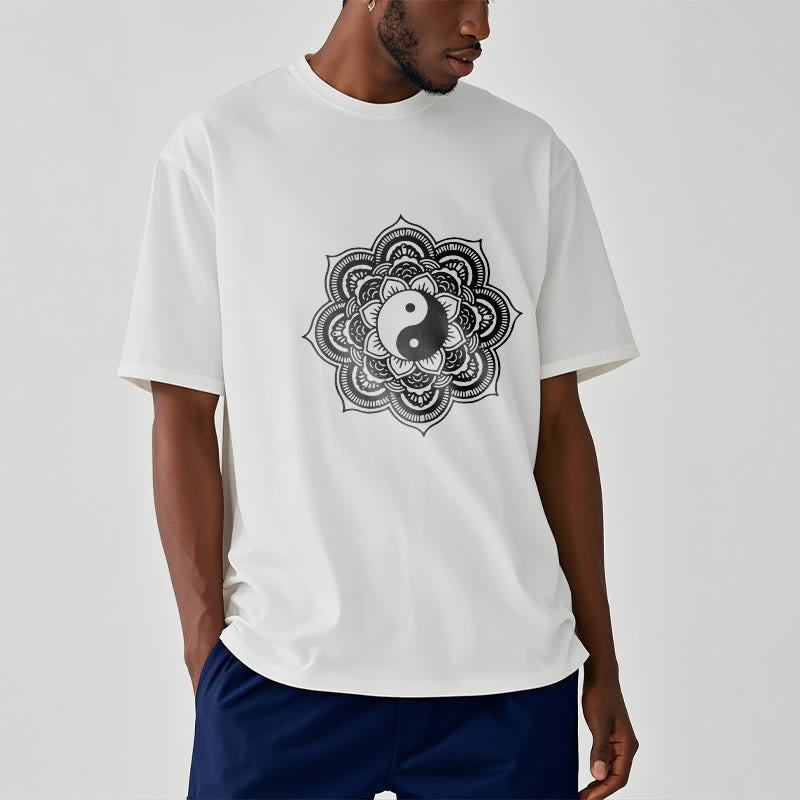 Camiseta de algodón con diseño de mandala y yang y Buddha Stones - image 15