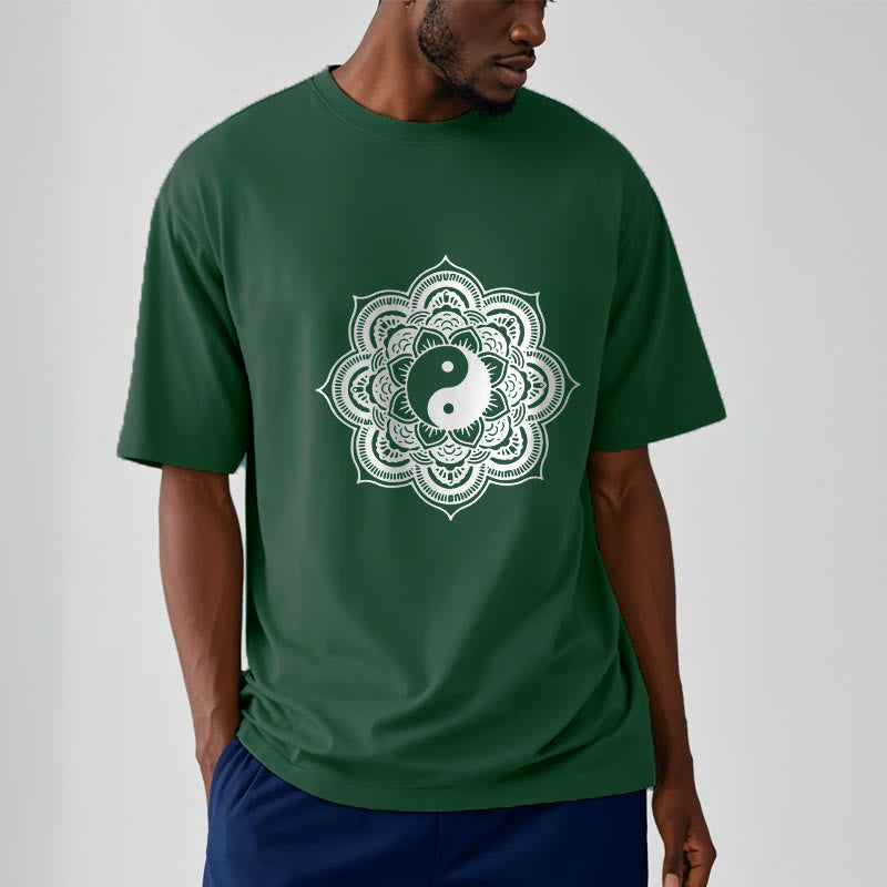 Camiseta de algodón con diseño de mandala y yang y Buddha Stones - image 9