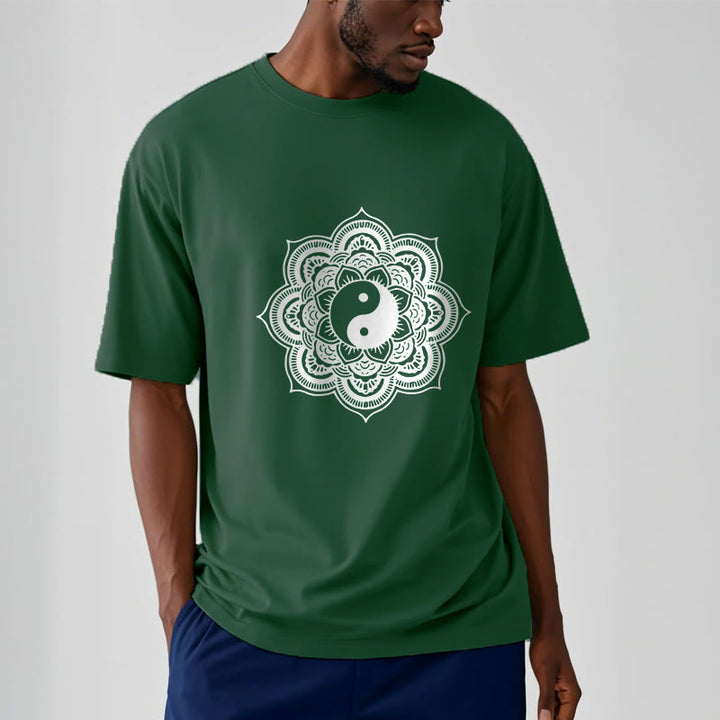 Camiseta de algodón con diseño de mandala y yang y Buddha Stones - image 9