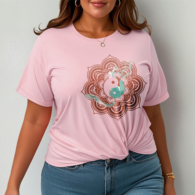 Camiseta de algodón con diseño de mandala y yang y Buddha Stones - image 17