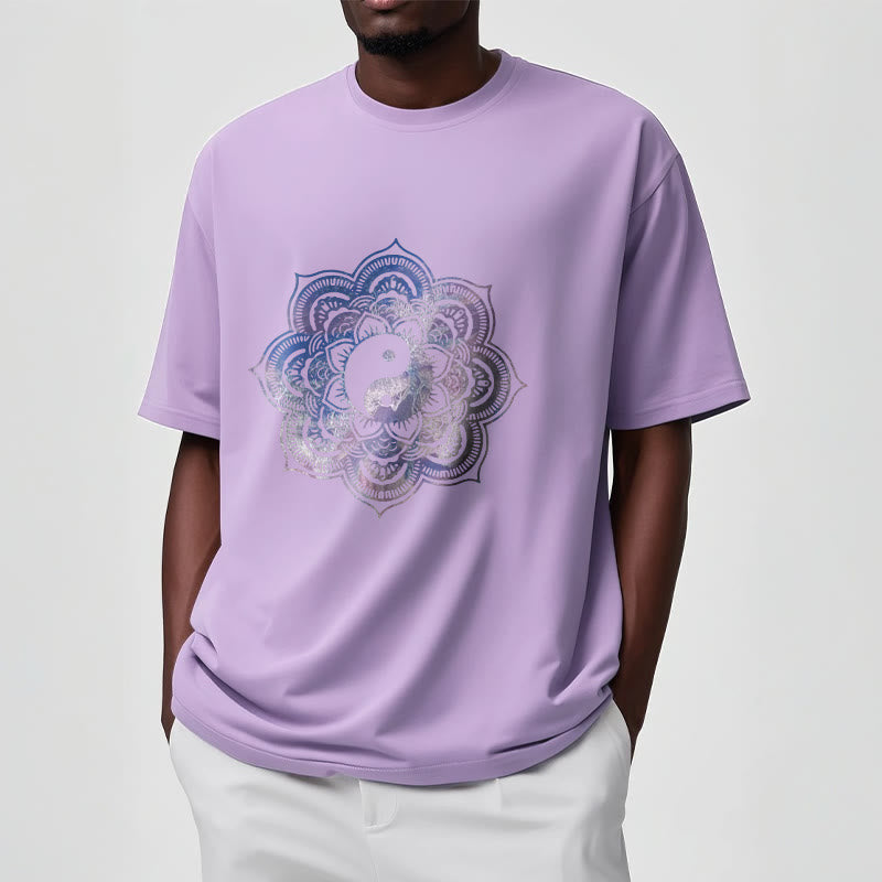Camiseta de algodón con diseño de mandala y yang y Buddha Stones - image 4
