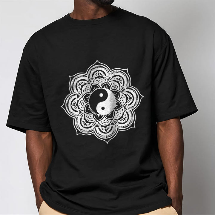 Camiseta de algodón con diseño de mandala y yang y Buddha Stones - image 6