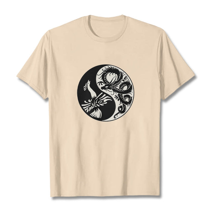 Camiseta de algodón con Buddha Stones, fénix y yin yang - Sopa de mariscos - 2XL - image 13