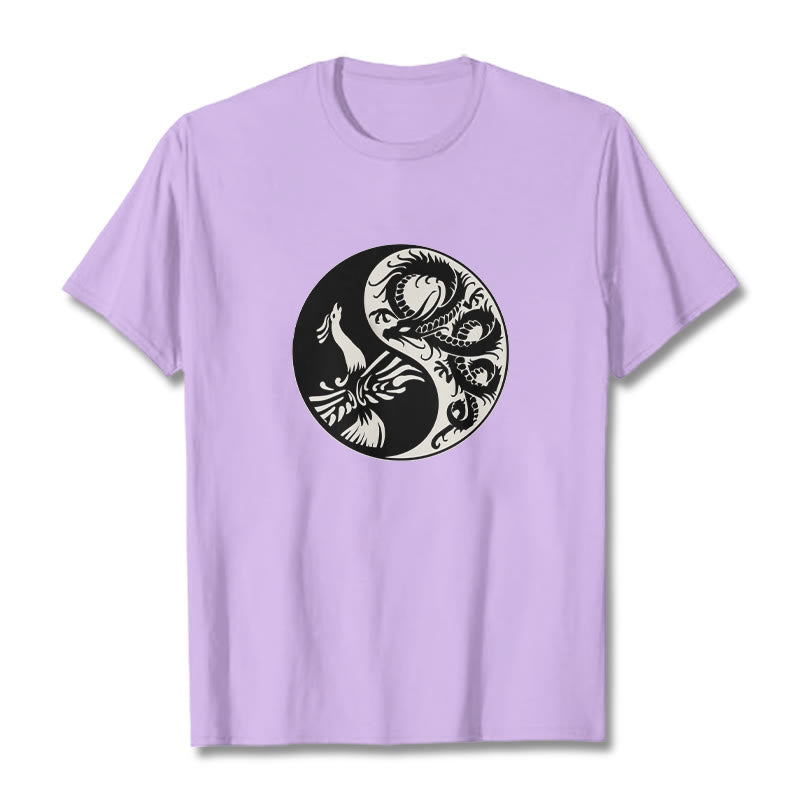 Camiseta de algodón con Buddha Stones, fénix y yin yang - Ciruela - 2XL - image 17