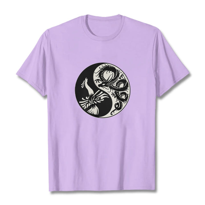 Camiseta de algodón con Buddha Stones, fénix y yin yang - Ciruela - 2XL - image 17