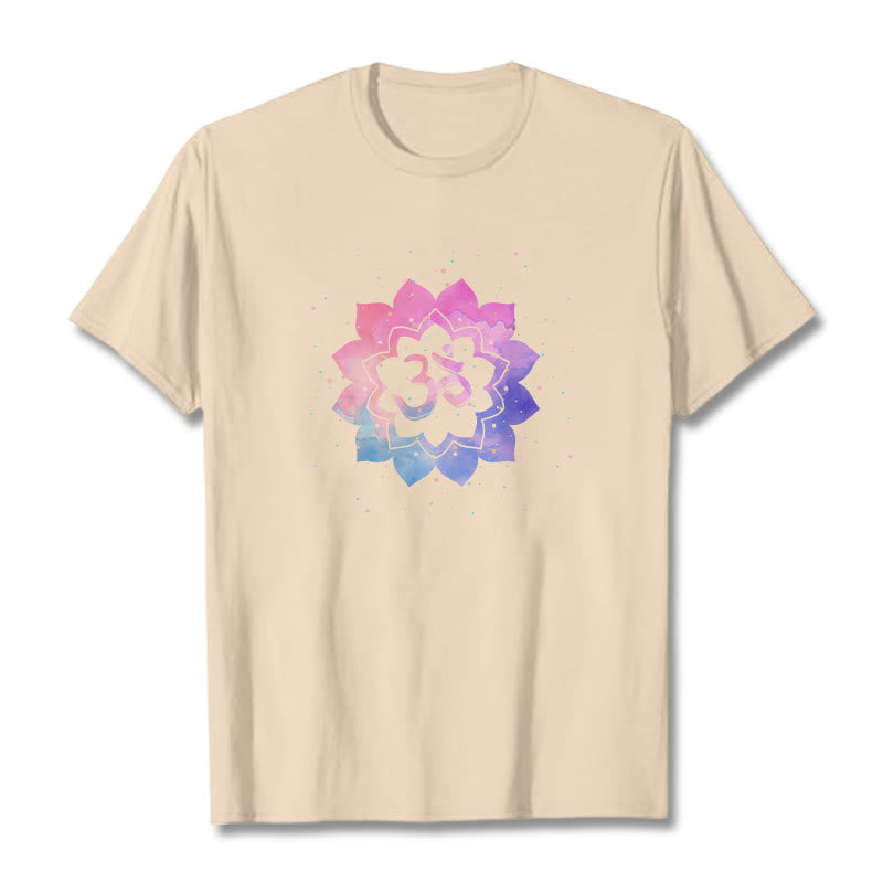 Camiseta de algodón con diseño de loto colorido y Buddha Stones Om - Sopa de mariscos - 2XL - image 14