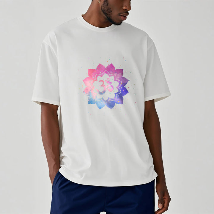 Camiseta de algodón con diseño de loto colorido y Buddha Stones Om - image 3