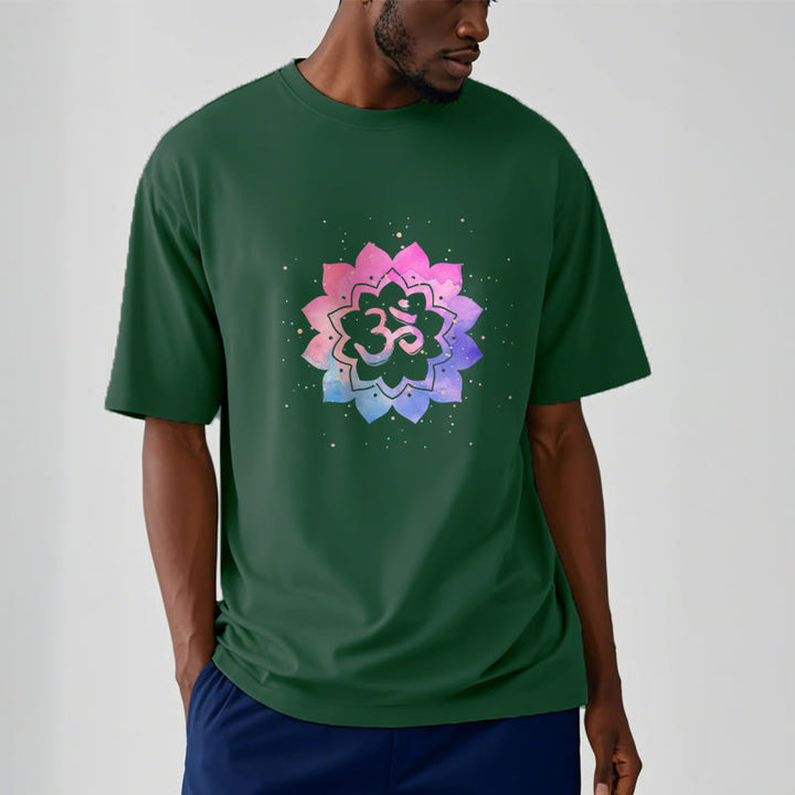 Camiseta de algodón con diseño de loto colorido y Buddha Stones Om - image 18
