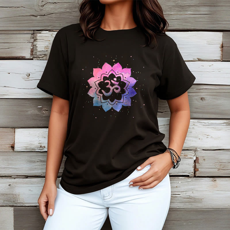 Camiseta de algodón con diseño de loto colorido y Buddha Stones Om - image 6