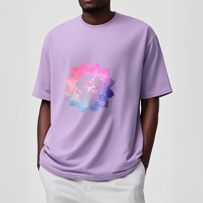 Camiseta de algodón con diseño de loto colorido y Buddha Stones Om - image 10