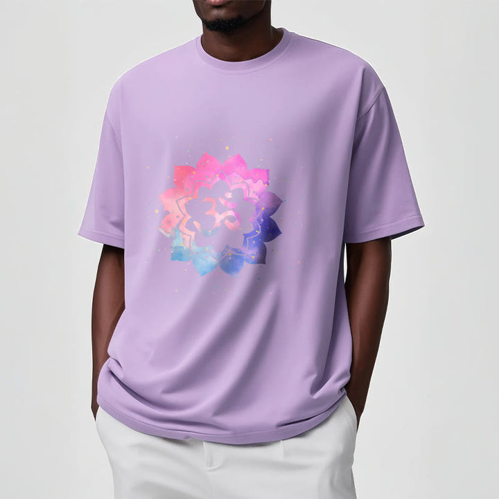 Camiseta de algodón con diseño de loto colorido y Buddha Stones Om - image 10