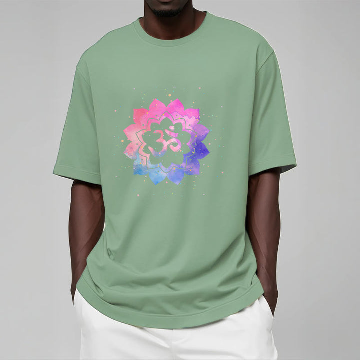 Camiseta de algodón con diseño de loto colorido y Buddha Stones Om - image 20