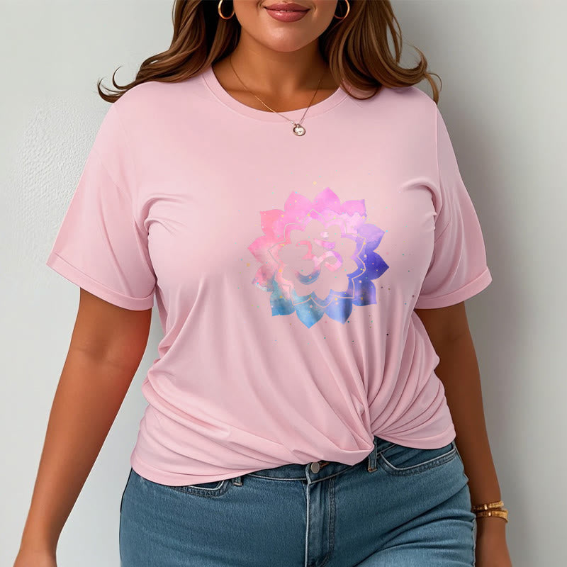 Camiseta de algodón con diseño de loto colorido y Buddha Stones Om - image 13